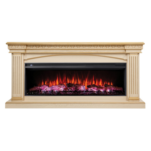 Каминокомплект CALLISTO/ПРАГА Бежевый дуб с золотой патиной с очагом Электроочаг JOKER/ДЖАСПЕР 52 фото 2