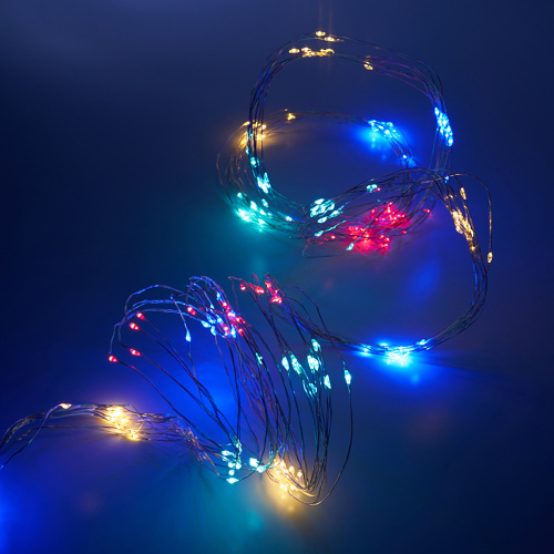 Светодиодная гирлянда Feron CL53  2м + 1м мультиколор,статичная, с питанием от батареек, прозрачный шнур фото 5