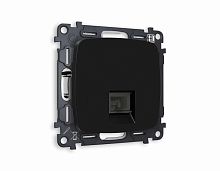 Комплект механизма телефонной розетки AMBRELLA VOLT OMEGA Черный матовый RJ-11(4P4C) с шторкой QUANT (OP8120, VM190) MO812030
