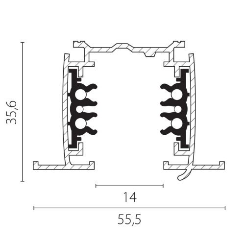 Трек шестиконтактный встраиваемый 3-фазн со стыковочными пазами, 2м Quattro/DALI/ Lightstar 503025-R-DALI фото 3