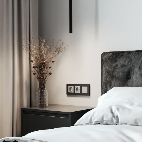 Рамка из поликарбоната на 3 поста Slab черный софт W0032908 фото 3 Рамка из поликарбоната на 3 поста Slab черный софт W0032908 фото 3