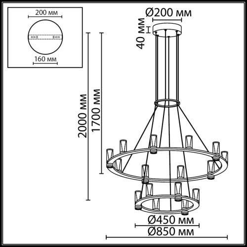 7144/110L HIGHTECH ODL26 515 Подвесной светильник античная бронза/акрилл/металл IP20 LED 93W 5960Лм 3000K 180° 220V DEFANCE фото 2