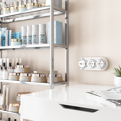 Розетка с заземлением Vintage белый матовый/хром W5871050 фото 4 Розетка с заземлением Vintage белый матовый/хром W5871050 фото 4