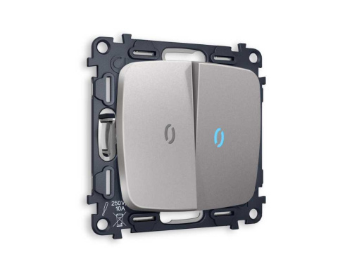 Комплект механизма 2-кл выключателя AMBRELLA VOLT с подсветкой 10000K OMEGA Сталь матовый QUANT (OP5040, VM115, G17B) MO504020 Комплект механизма 2-кл выключателя AMBRELLA VOLT с подсветкой 10000K OMEGA Сталь матовый QUANT (OP5040, VM115, G17B) MO504020