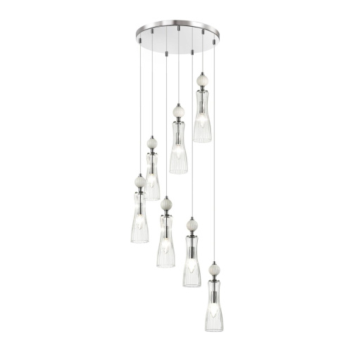 8268/7A NEOCLASSI LN26 159 хром/белый/прозрачный, металл/керамика/стекло Люстра каскадная Е14 7*40W 220V EMILY фото 4