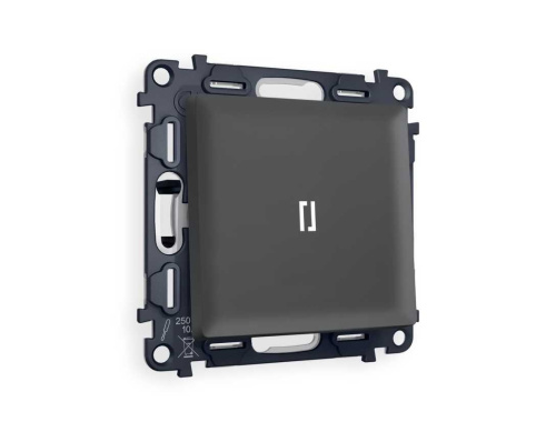 Комплект механизма 1-кл проходного выключателя AMBRELLA VOLT с подсветкой 5600K ALFA Графит мягкое касание QUANT (AP9020, VM105, G25W) MA902035