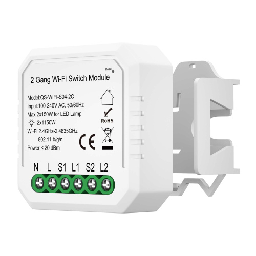 ST9000.500.02C WI-FI реле 2 канала, 2x150W,IP20, L46xW46xH18,230V, Белый AROUND фото 3