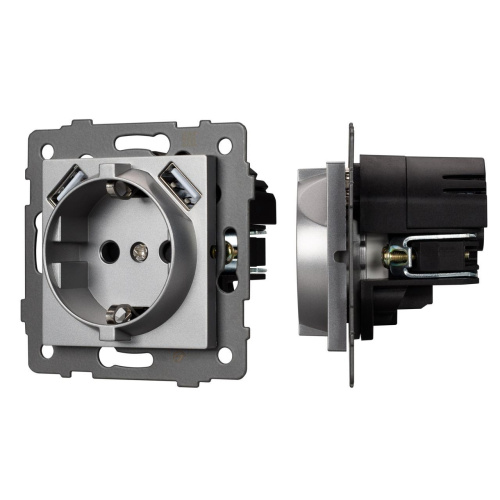 Механизм розетки с USB зарядкой SCT-MUAA-PL-GR-V (250V, 16A) Arlight 049820 Механизм розетки с USB зарядкой SCT-MUAA-PL-GR-V (250V, 16A) Arlight 049820