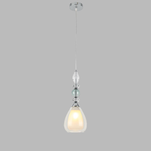 8293/1A MODERNI LN26 367 хром/белый/прозрачный, металл/стекло/хрусталь Подвес E27 1*60W 220V GANNA фото 3 8293/1A MODERNI LN26 367 хром/белый/прозрачный, металл/стекло/хрусталь Подвес E27 1*60W 220V GANNA фото 3