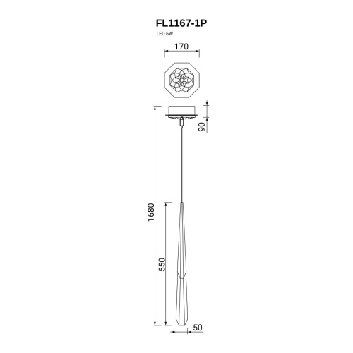 Подвесной светильник Unico FL1167-1P фото 3 Подвесной светильник Unico FL1167-1P фото 3