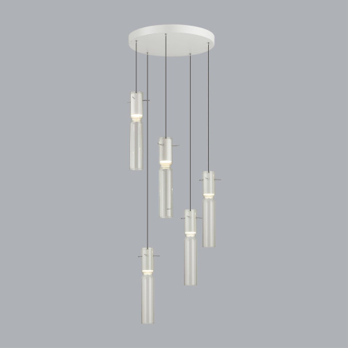 5058/25LB PENDANT ODL24 385 белый/прозрачный/металл/стекло Люстра каскадная LED 5*5W 3000K SCROW фото 2 5058/25LB PENDANT ODL24 385 белый/прозрачный/металл/стекло Люстра каскадная LED 5*5W 3000K SCROW фото 2
