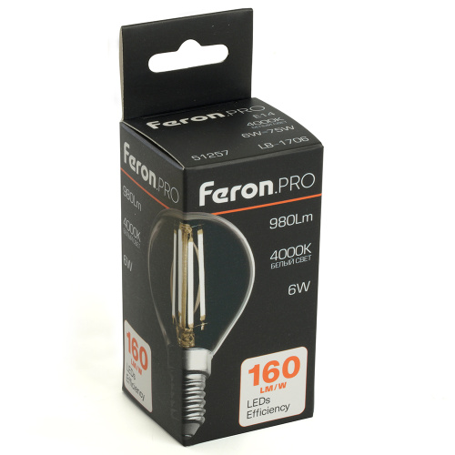 Лампа светодиодная Feron.PRO LB-1706 Шарик E14 980LM 6W 175-265V 4000K фото 8