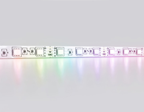 Светодиодная лента 12В 5050 60Led 14.4Вт/м Цветная RGB IP20 5м фото 2 Светодиодная лента 12В 5050 60Led 14.4Вт/м Цветная RGB IP20 5м фото 2