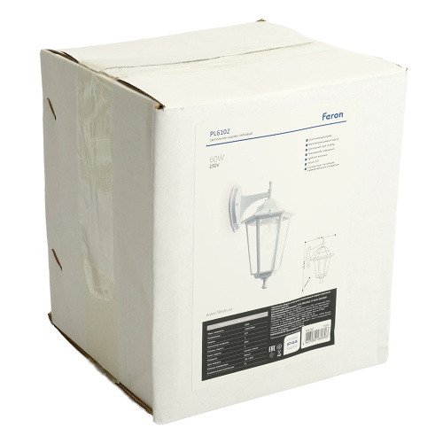 Светильник садово-парковый Feron 6102/PL6102 шестигранный на стену вниз 60W E27 230V, белый фото 10