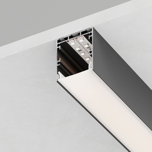 Профиль алюминиевый накладной "Линии света" с крепежами, черный, CAB256