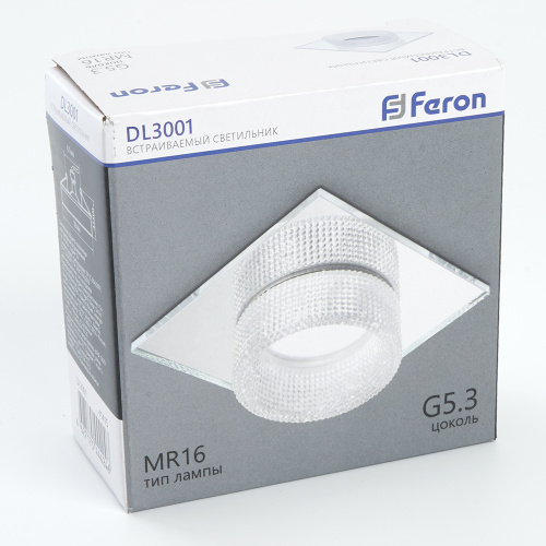 Светильник встраиваемый Feron DL3001 потолочный MR16 G5.3 прозрачный фото 3 Светильник встраиваемый Feron DL3001 потолочный MR16 G5.3 прозрачный фото 3
