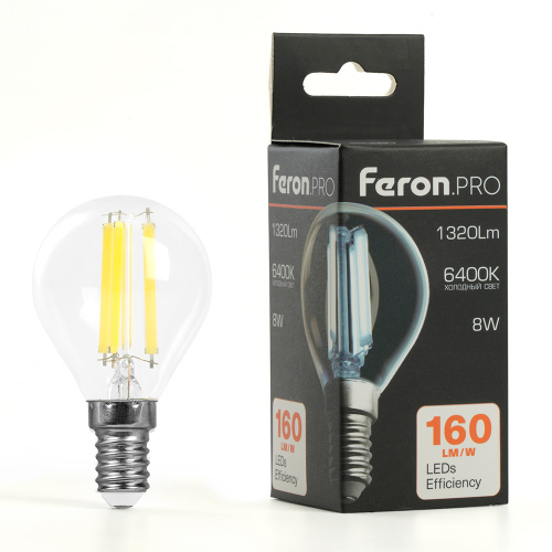 Лампа светодиодная Feron.PRO LB-1708 Шарик E14 1320LM 8W 175-265V 6400K фото 9