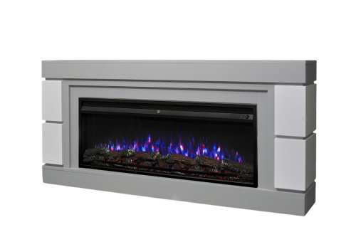 Каминокомплект ДЭНВЕР Серый камень/Белый с очагом Электроочаг PREMIER/ПРЕМЬЕР 45 фото 2