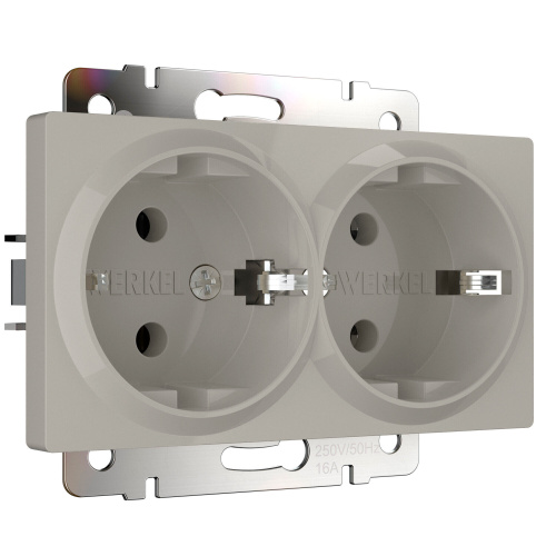 Розетка двойная с заземлением (дымчатый) W1272004