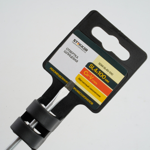 Отвертка шлицевая STEKKER SL 4.0 х 100 мм Cr-V, SDM-SL40-100 фото 4