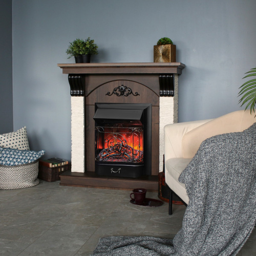 Каминокомплект CORFINO/МИЛАН Орех фактурный с очагом Электроочаг MAJESTIC LUX RC/МАДЖЕСТИК С ПУЛЬТОМ фото 3