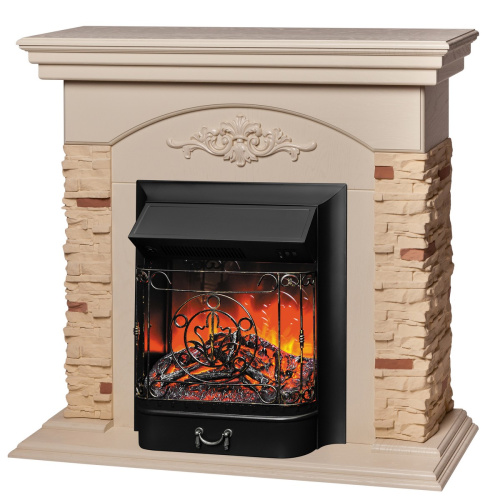 Каминокомплект NEAPOLIS/ЛАНКАСТЕР Слоновая кость с очагом Электроочаг MAJESTIC LUX/МАДЖЕСТИК фото 2