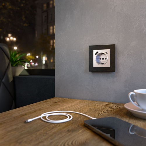 Рамка из металла на 1 пост Аluminium черный алюминий W0011708 фото 3