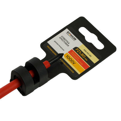 Отвертка крестовая диэлектрическая STEKKER Pz 1 х 80 мм, SDE-PZ1-80 фото 8