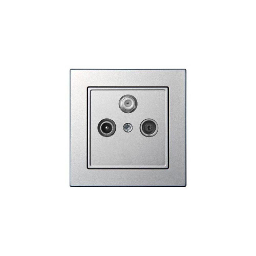 ТВ-розетка проходная TV/R/SAT Liregus Epsilon серебро 28-1826