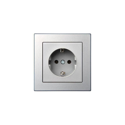 Розетка 2P+E Liregus Epsilon серебро 28-176 Розетка 2P+E Liregus Epsilon серебро 28-176