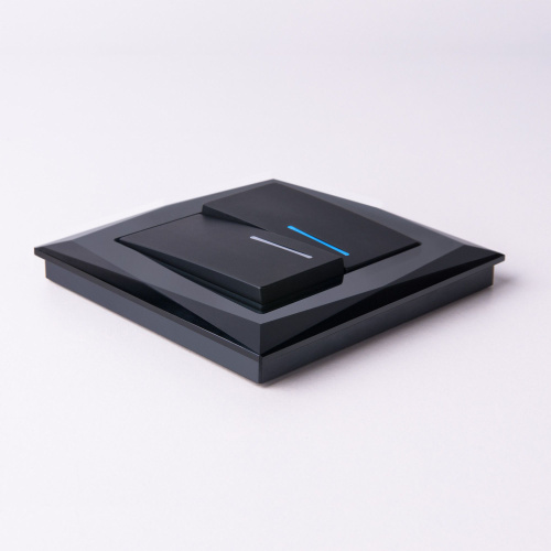 Выключатель двухклавишный с подсветкой (черный матовый) W1120108 фото 3