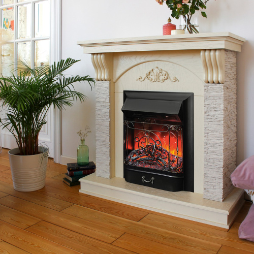 Каминокомплект CORFINO/МИЛАН Слоновая кость с очагом Электроочаг MAJESTIC LUX RC/МАДЖЕСТИК С ПУЛЬТОМ фото 6