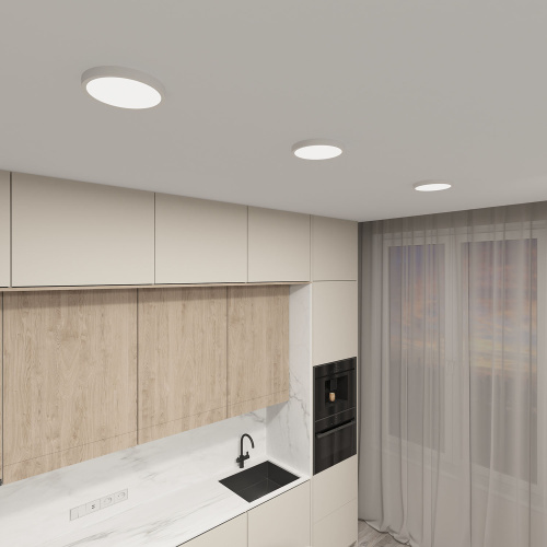 DK6520-WH Накладной светильник THIN, IP40, 18W, 3000K/4000K/6500K, переключатель цветовой температуры на корпусе, белый, полимер фото 3