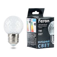 Лампа светодиодная Feron LB-385 Шарик 6400K прозрачный E27 1W 230V