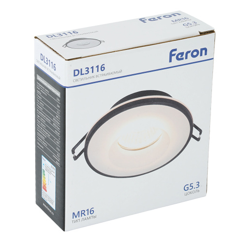 Светильник встраиваемый Feron DL3116 потолочный G5.3 черный фото 4