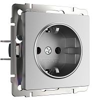 Розетка с заземлением и шторками (серебряный матовый) W1171165