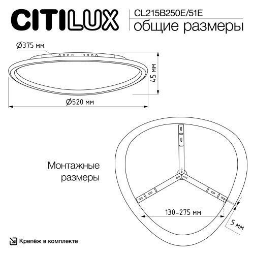Citilux ТRIO CL215B250E LED RGB Люстра с пультом Белая фото 12 Citilux ТRIO CL215B250E LED RGB Люстра с пультом Белая фото 12