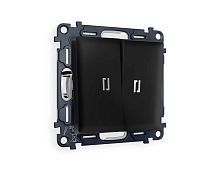 Комплект механизма 2-кл выключателя AMBRELLA VOLT с подсветкой 5600K ALFA Черный матовый QUANT (AP8040, VM115, G14W) MA804015