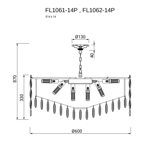 Люстра подвесная The Empress Gold FL1061-14P фото 7 Люстра подвесная The Empress Gold FL1061-14P фото 7