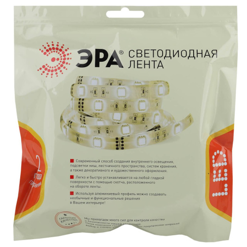 Светодиодная лента ЭРА 28,8W/m 280LED/m 2835SMD теплый белый 2,5M LS2835-28,8-280-24-33-3000К-quadruple-2,5m Б0043106 фото 2