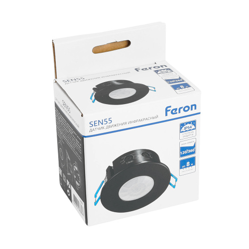 Датчик движения и освещенности 1200W 8m 120°(гориз.) 360°(верт.) чёрный, SEN55, артикул 51577 фото 2