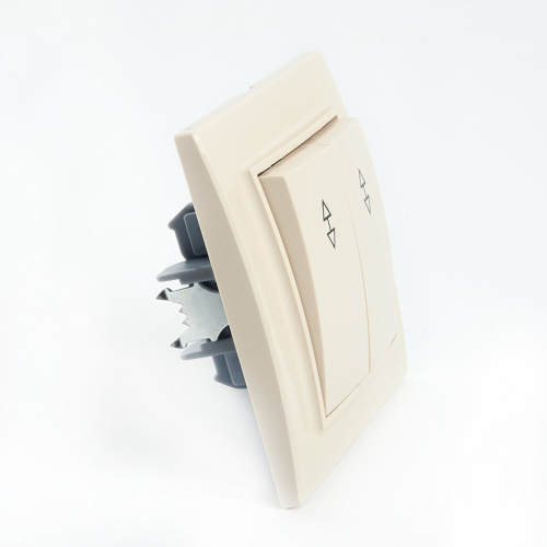 Переключатель 2-клавишный STEKKER  PSW10-9008-02, 250В, 10А, серия Эрна, слоновая кость фото 6