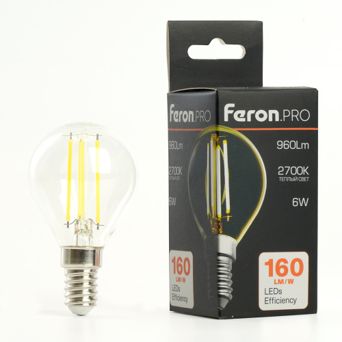 Лампа светодиодная Feron.PRO LB-1706 Шарик E14 960LM 6W 175-265V 2700K фото 2