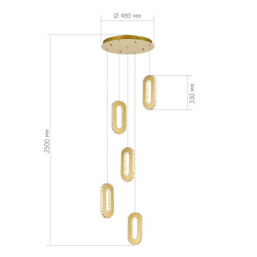 SL6506.203.05 Светильник подвесной ST-Luce Золотистый/Золотистый, Прозрачный LED 5*9W 3000K ALLUNGO фото 2