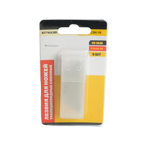 Сменные трапециевидные лезвия для монтажных ножей, 19 мм, 5 шт, STEKKER CBK-19 фото 3