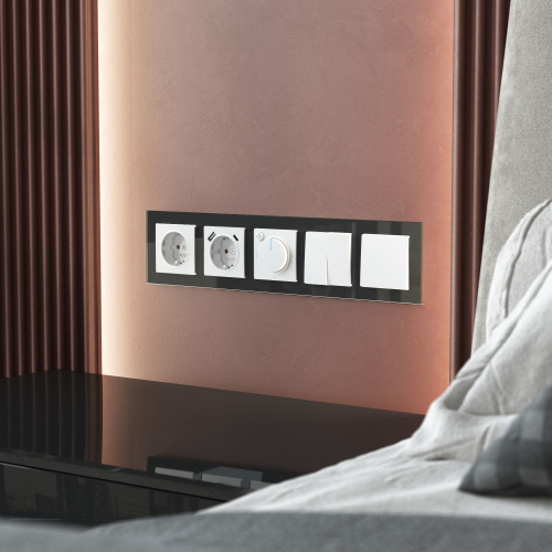 Рамка из стекла на 5 постов Favorit черный W0051108 фото 2