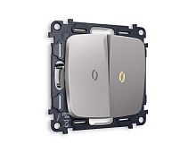 Комплект механизма 2-кл выключателя AMBRELLA VOLT с подсветкой 3200K OMEGA Сталь матовый QUANT (OP5040, VM115, G11Y) MO504010