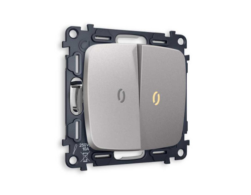 Комплект механизма 2-кл выключателя AMBRELLA VOLT с подсветкой 3200K OMEGA Сталь матовый QUANT (OP5040, VM115, G11Y) MO504010 Комплект механизма 2-кл выключателя AMBRELLA VOLT с подсветкой 3200K OMEGA Сталь матовый QUANT (OP5040, VM115, G11Y) MO504010