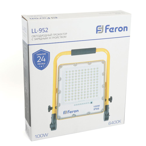 Светодиодный прожектор Feron LL-952 переносной с зарядным устройством IP66 100W 6400K фото 10