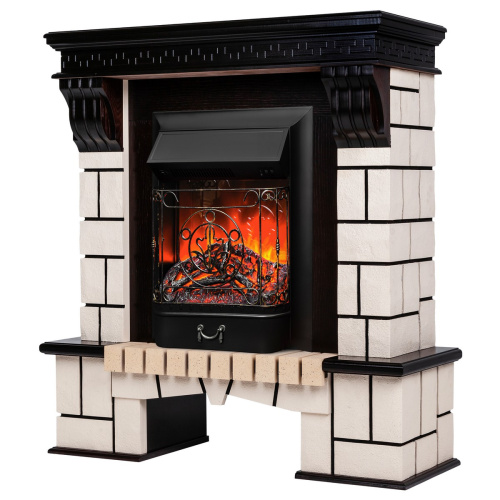 Электрокамин RealFlame Stone AO античный дуб с очагом Majestic Lux Black фото 3 Электрокамин RealFlame Stone AO античный дуб с очагом Majestic Lux Black фото 3